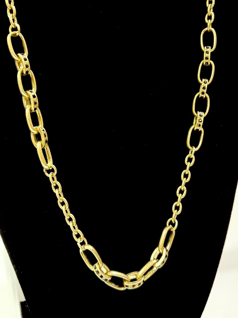 LOFT Gold Link Station Necklace with Black Crystal Accents | NWT - Picture 4 of 6